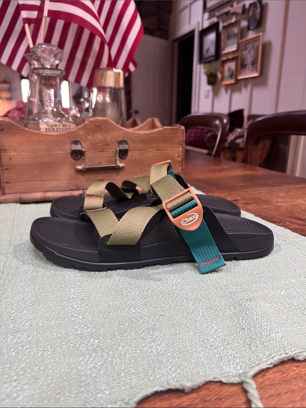 Chaco Lowdown Sandals in Avocado Teal Colorway
